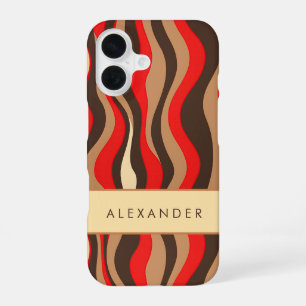Elegant Retro Wavy Vertical Stripes iPhone 16 Case