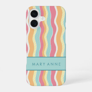 Elegant Retro Wavy Vertical Stripes iPhone 16 Case
