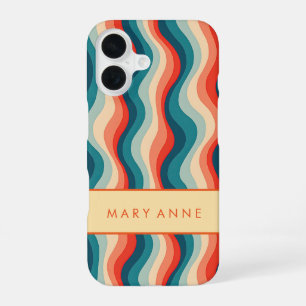 Elegant Retro Wavy Vertical Stripes iPhone 16 Case