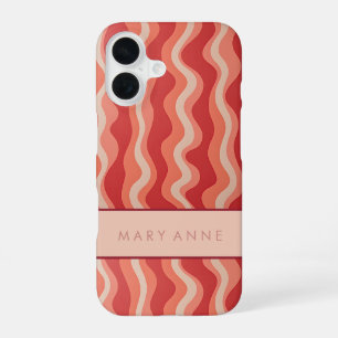 Elegant Retro Wavy Vertical Stripes iPhone 16 Case