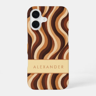 Elegant Retro Wavy Vertical Stripes iPhone 16 Case