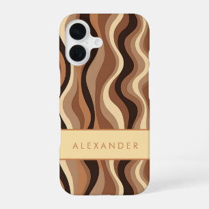 Elegant Retro Wavy Vertical Stripes iPhone 16 Case