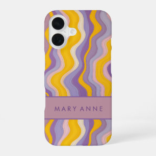 Elegant Retro Wavy Vertical Stripes iPhone 16 Case