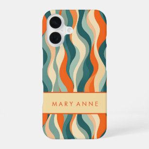 Elegant Retro Wavy Vertical Stripes iPhone 16 Case