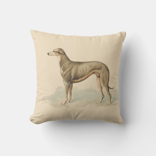 Elegant Retro Whippet Blush Pink Cushion (Front)