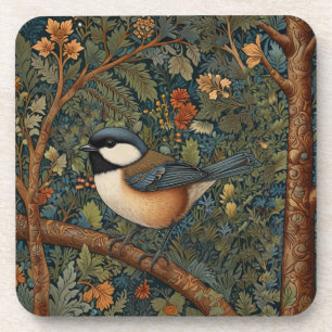 Elegant retro woodland bird  coaster
