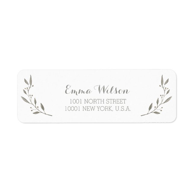 Elegant Return Address Labels Grey Floral (Front)
