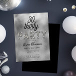 Elegant Rhinestone Silver Foil 30th Birthday Party Invitation<br><div class="desc">A simple, modern, elegant and chic 30th birthday party invitation template featuring a silver foil background on the front (not real foil, this is a digital effect), the word PARTY covered in rhinestones (also a digital effect), modern calligraphy script and typography in white. A chic, timeless design for a woman...</div>
