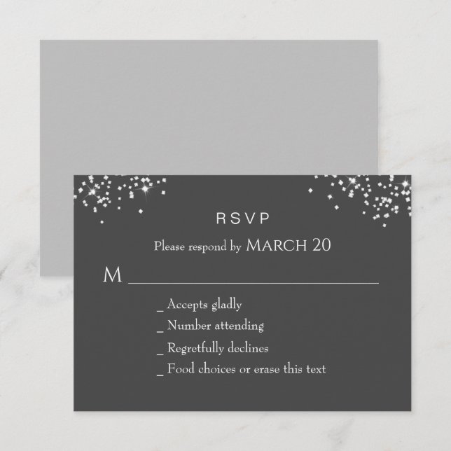 Elegant Rhinestones RSVP Card (Front/Back)