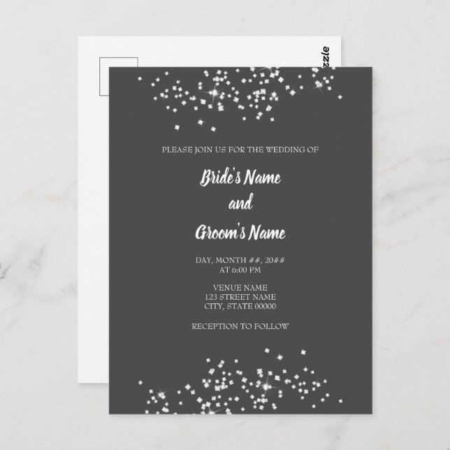 Elegant Rhinestones Wedding Invitation Postcard (Front/Back)
