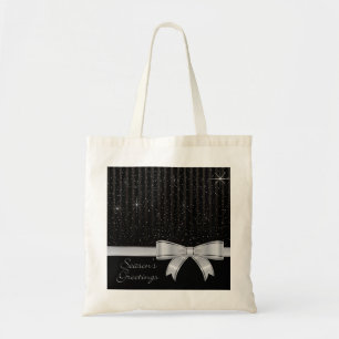 Elegant ribbon and stars tote bag