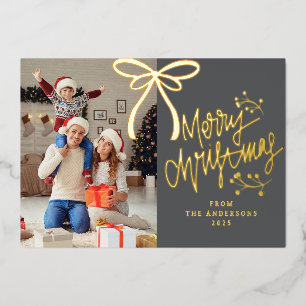 Elegant Ribbon & Berry Christmas Family photo
