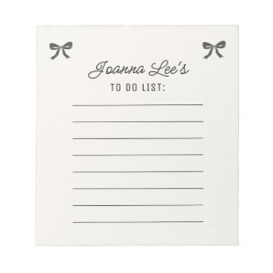 Elegant Ribbon Bow Lined Stationery Notepad