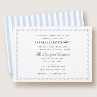 Elegant Ribbon Candy Striped Baby Shower Blue