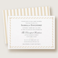 Elegant Ribbon Candy Striped Baby Shower Gold