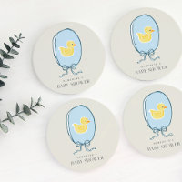 Elegant Ribbon Framed Rubber Duck Baby Shower