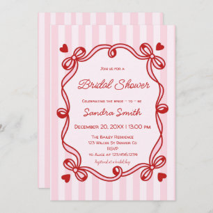Elegant Ribbon Hand Drawn Bridal Shower Invitation