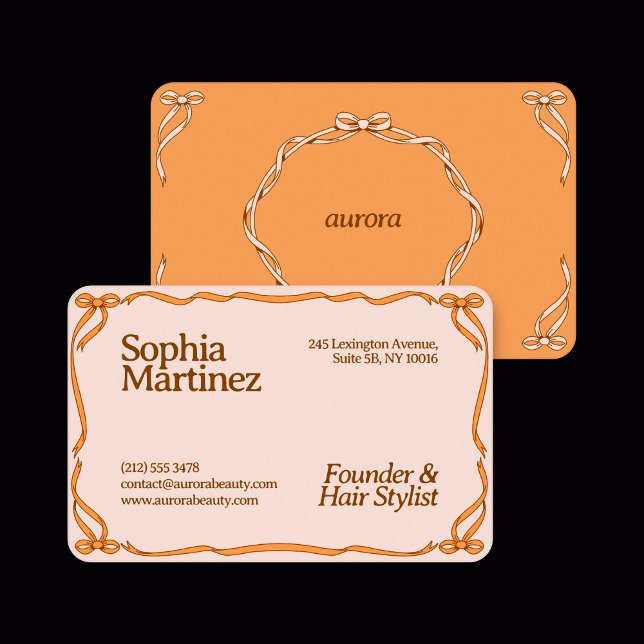 Elegant Ribbon Swirl Decorative Frame Business Car Business Card (Creator Uploaded)