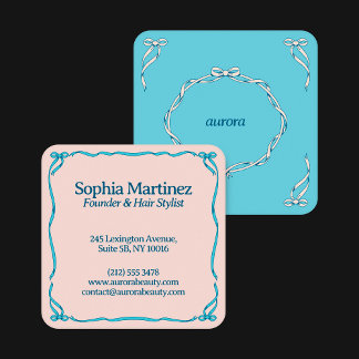 Elegant Ribbon Swirl Decorative Frame Square Busin Business Card