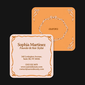 Elegant Ribbon Swirl Decorative Frame Square Business Card