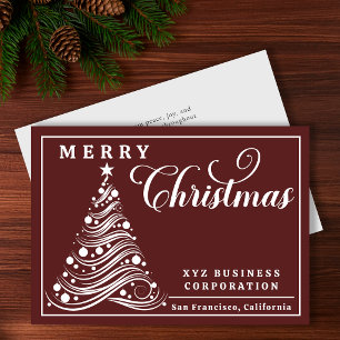 Elegant Ribbon Tree Merry Christmas Business Holiday Card