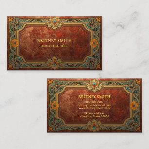Elegant Rich Copper Patina Metallic gold floral  Business Card