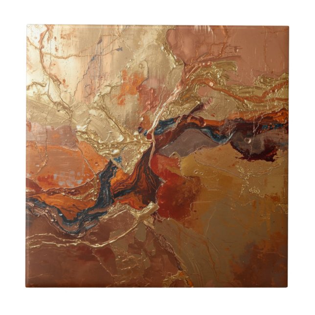 Elegant Rich Copper Patina Metallic gold  Tile (Front)