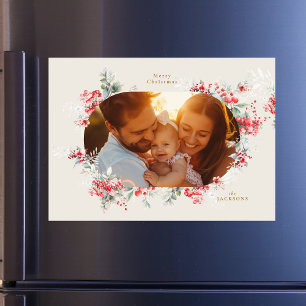 elegant rich cream photo magnetic holiday card