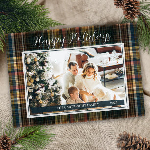 Elegant Rich Plaid Heirloom Style Happy Holidays Holiday Card