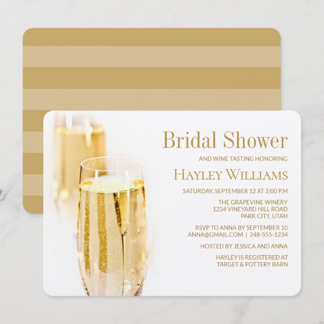 Elegant Rich Wine Tasting Bridal Shower Invitation (Front/Back)