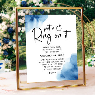 Elegant Ring Game Sign Blue Bridal Shower