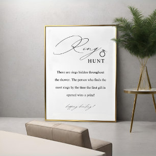 Elegant Ring Hunt Game Bridal Shower Game Sign
