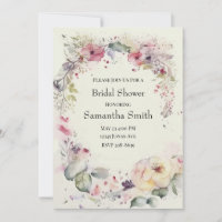 Elegant Ring of Flowers Water Colour Bridal Shower