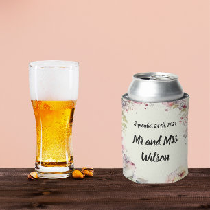 Elegant Ring of Flowers Water Colour Can Cooler