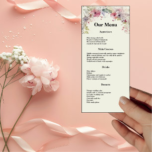 Elegant Ring of Flowers Water Colour Dinner Menu