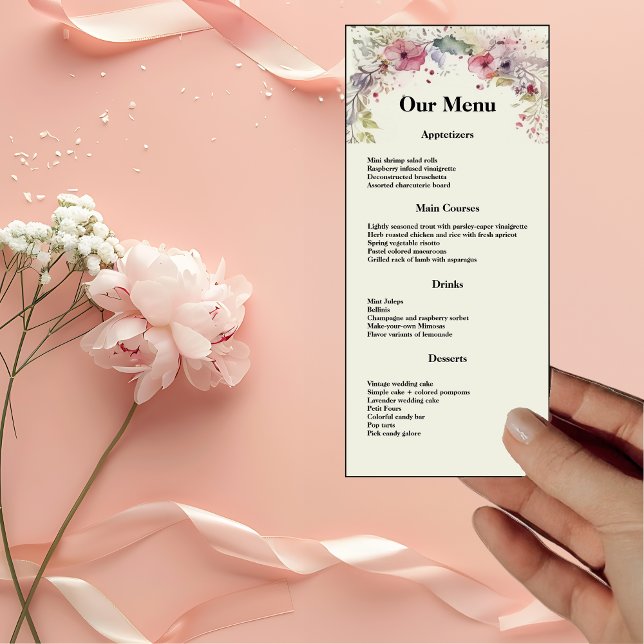 Elegant Ring of Flowers Water Colour Dinner Menu (Creator Uploaded)