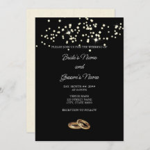 Elegant Rings Rhinestones Wedding Invitation