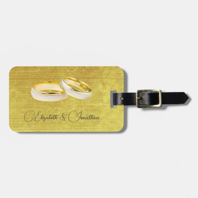 Elegant Rings  Simple Wedding  Luggage Tag (Front Horizontal)
