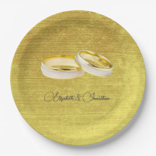Elegant Rings Simple Wedding Paper Plate