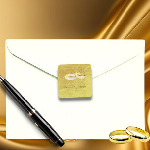 Elegant Rings Simple Wedding  Square Sticker