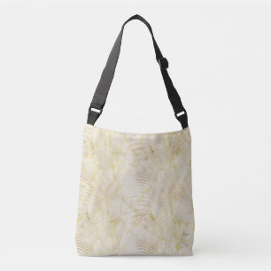 Elegant Ripple Cream & Gold Crossbody Bag