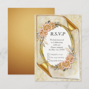 Elegant Ripple Cream & Gold RSVP Card