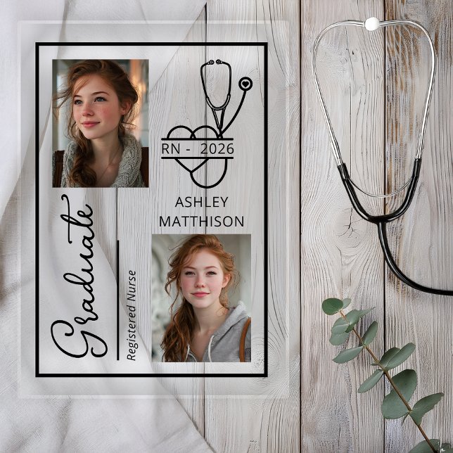 Elegant RN 2026 Nursing Grad Photo Announcement (Elegant RN 2026 Nursing Graduation Photo Announcement - Clear Acrylic)