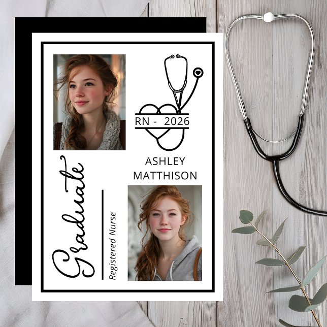 Elegant RN 2026 Nursing Graduation Photo Announcement (Elegant RN 2026 Nursing Graduation Photo Announcement -- Print | Digital Download)