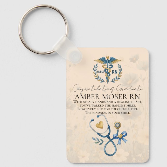 Elegant RN Graduation Tribute Key Ring (Front)