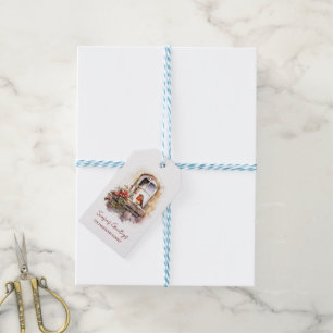 Elegant Robin on The Ledge of an Arched Window Gift Tags