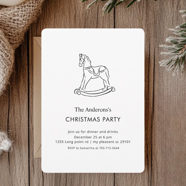 "Elegant Rocking Horse Christmas Party  Invitation (Creator Uploaded)