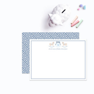 Elegant Rocking Horse Monogram Baby Boy Stationery Thank You Card