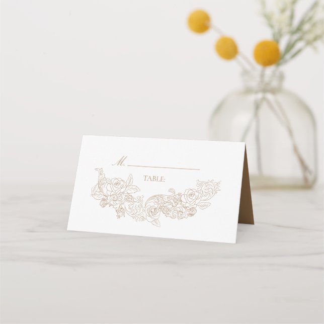 Elegant Rococo Brown Wedding Place Card (Front)