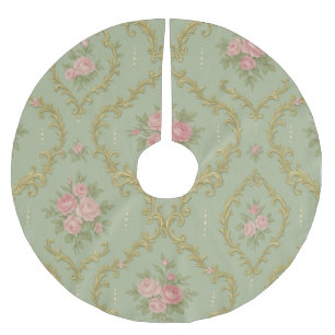 Elegant Rococo Floral Pattern in Soft Pastels Brushed Polyester Tree Skirt